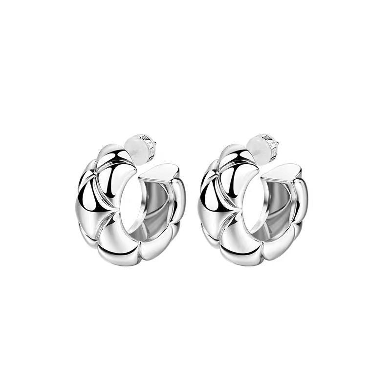 Gold Diamond Plaid Stud Earrings