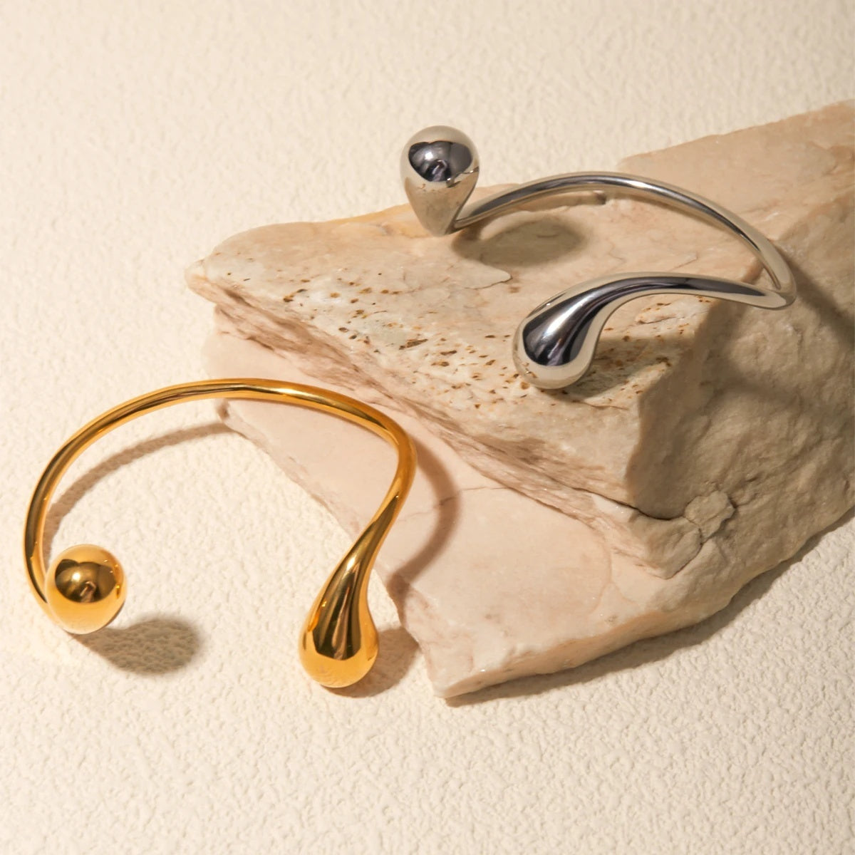 Irregular Water Drop Twist Adjustable Cuff Bracelet