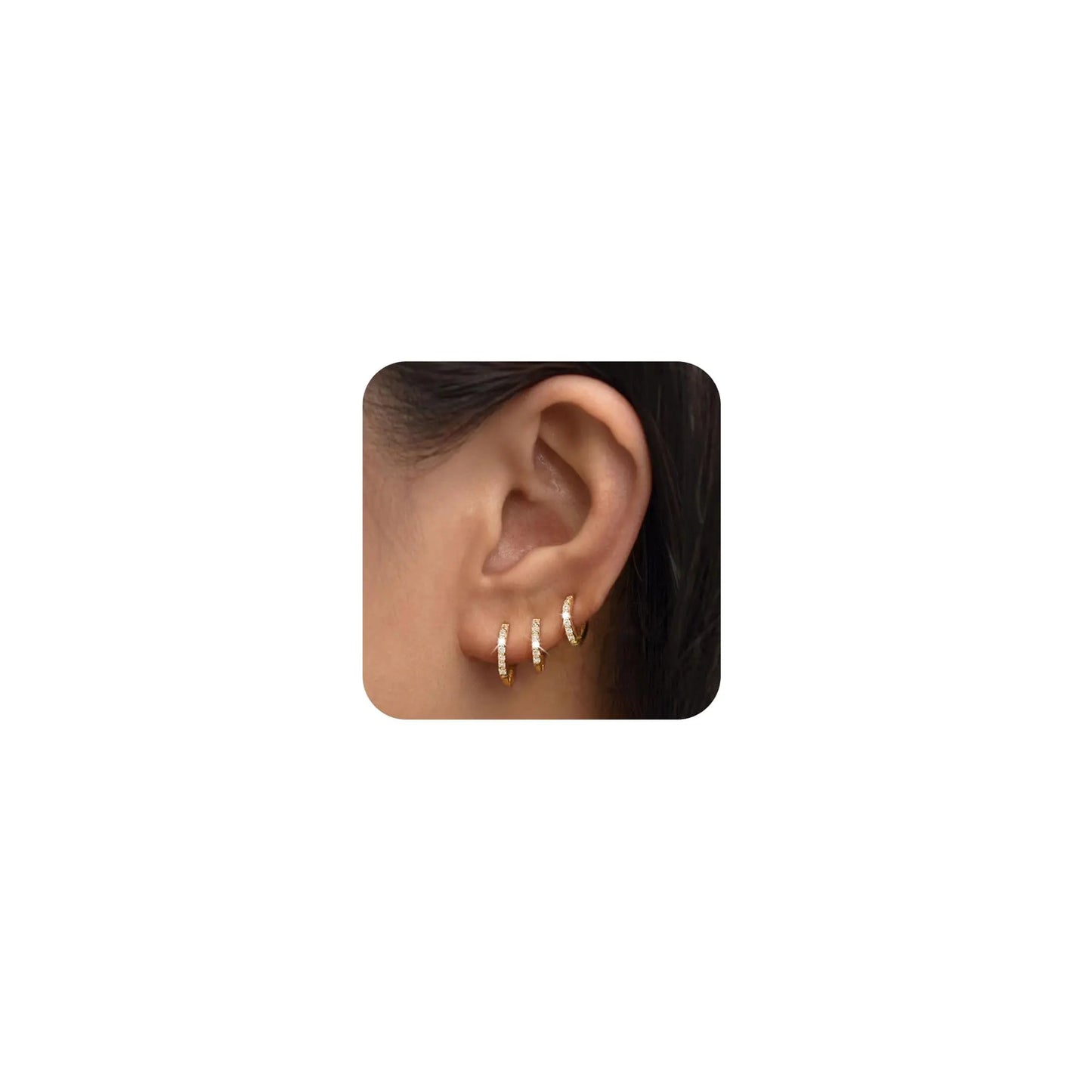14k 3 Pairs Gold Hoop Earrings