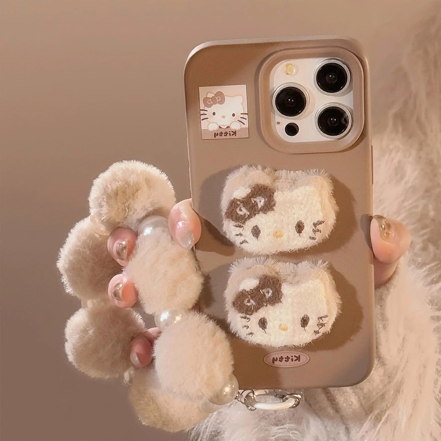 3D Plush Hello Kitty Phone Case For iPhone