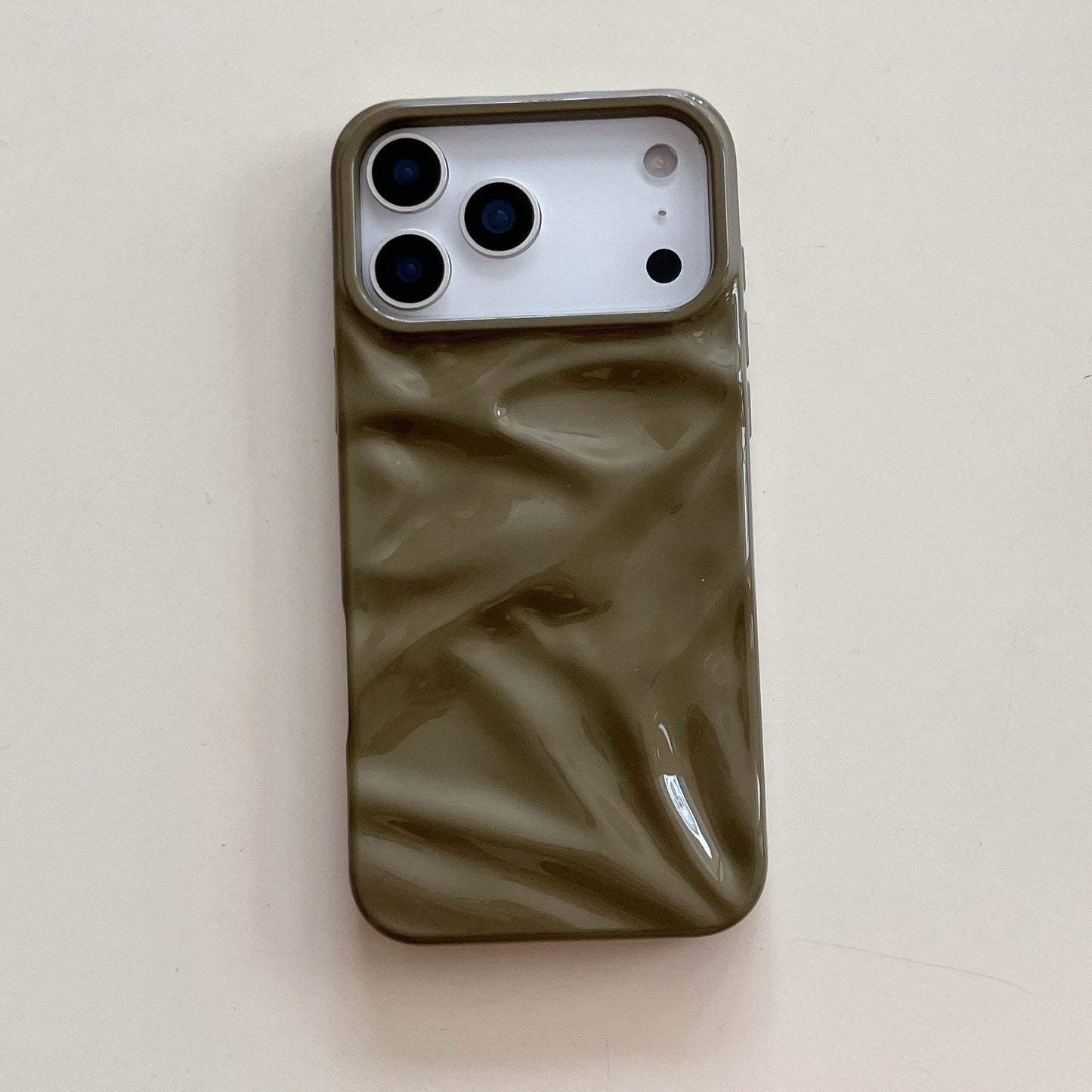 Three-dimensional Pleated Pattern Autumn And Winter Color Phone Case