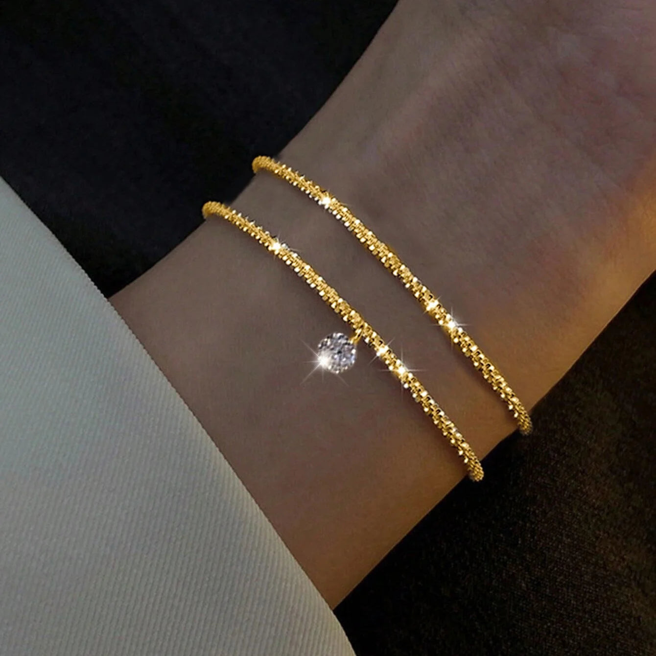 Sparkling Adjustable Bracelet Set