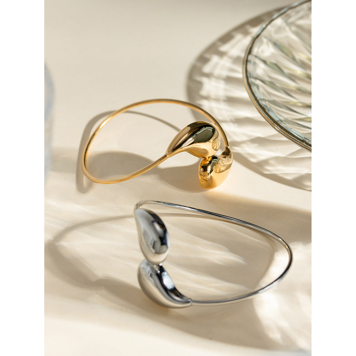 Irregular Water Drop Twist Adjustable Cuff Bracelet