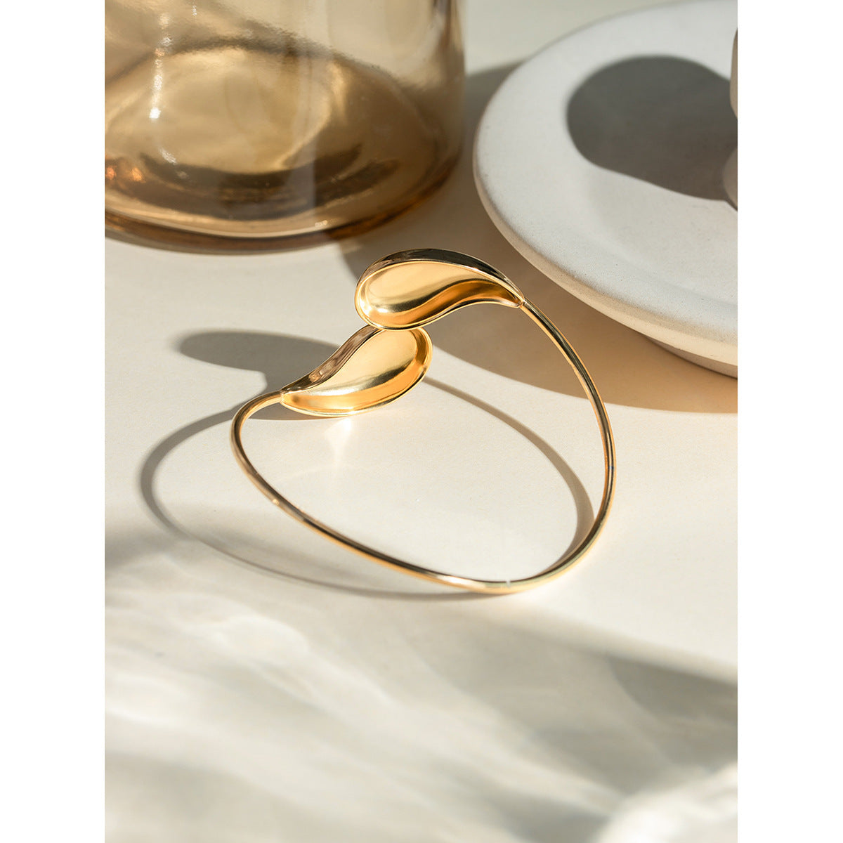 Irregular Water Drop Twist Adjustable Cuff Bracelet
