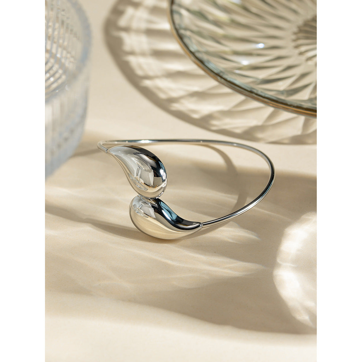 Irregular Water Drop Twist Adjustable Cuff Bracelet