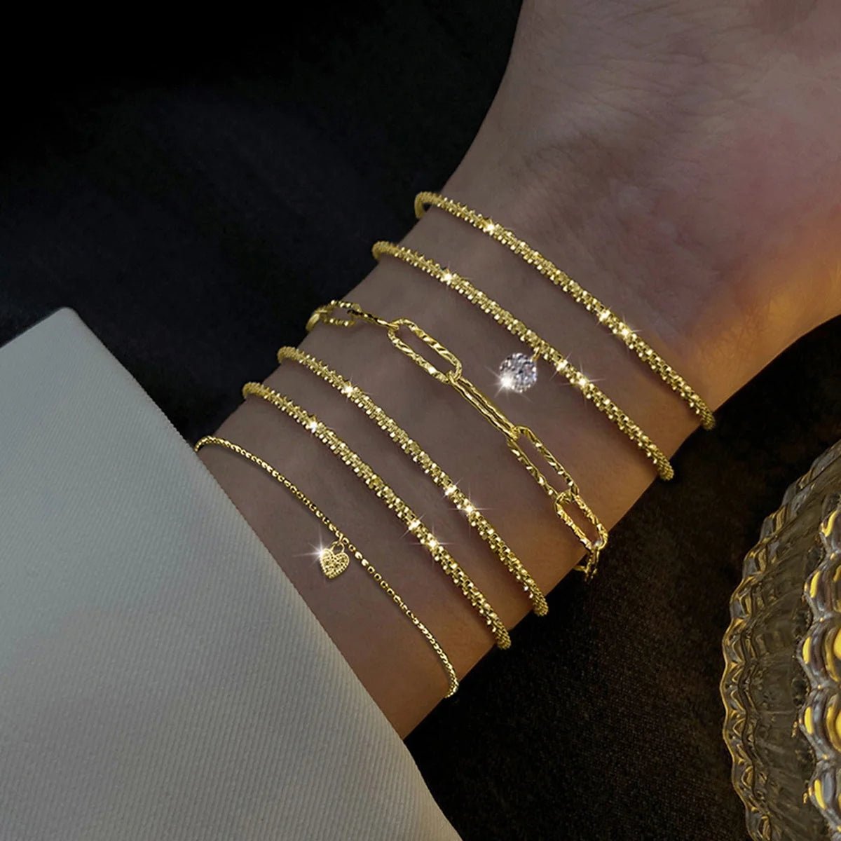 Sparkling Adjustable Bracelet Set