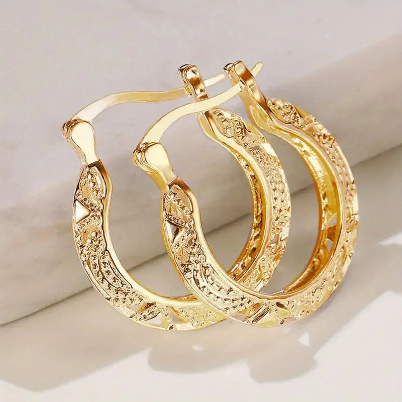 18K Gold Plated Elegant Hoop Earrings