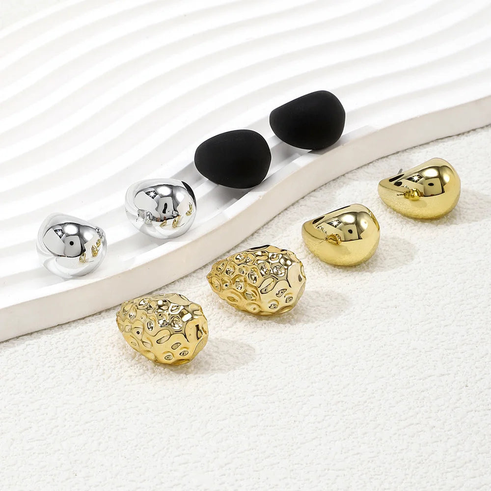 4Pair/Set Vintage Glossy Thick Acrylic Water Drop Stud Earrings