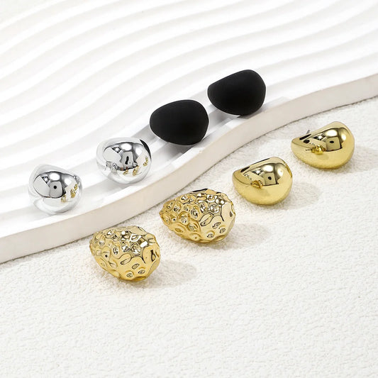 4Pair/Set Vintage Glossy Thick Acrylic Water Drop Stud Earring