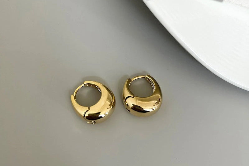 Oval Elegant Earrings, 3D Metal Design