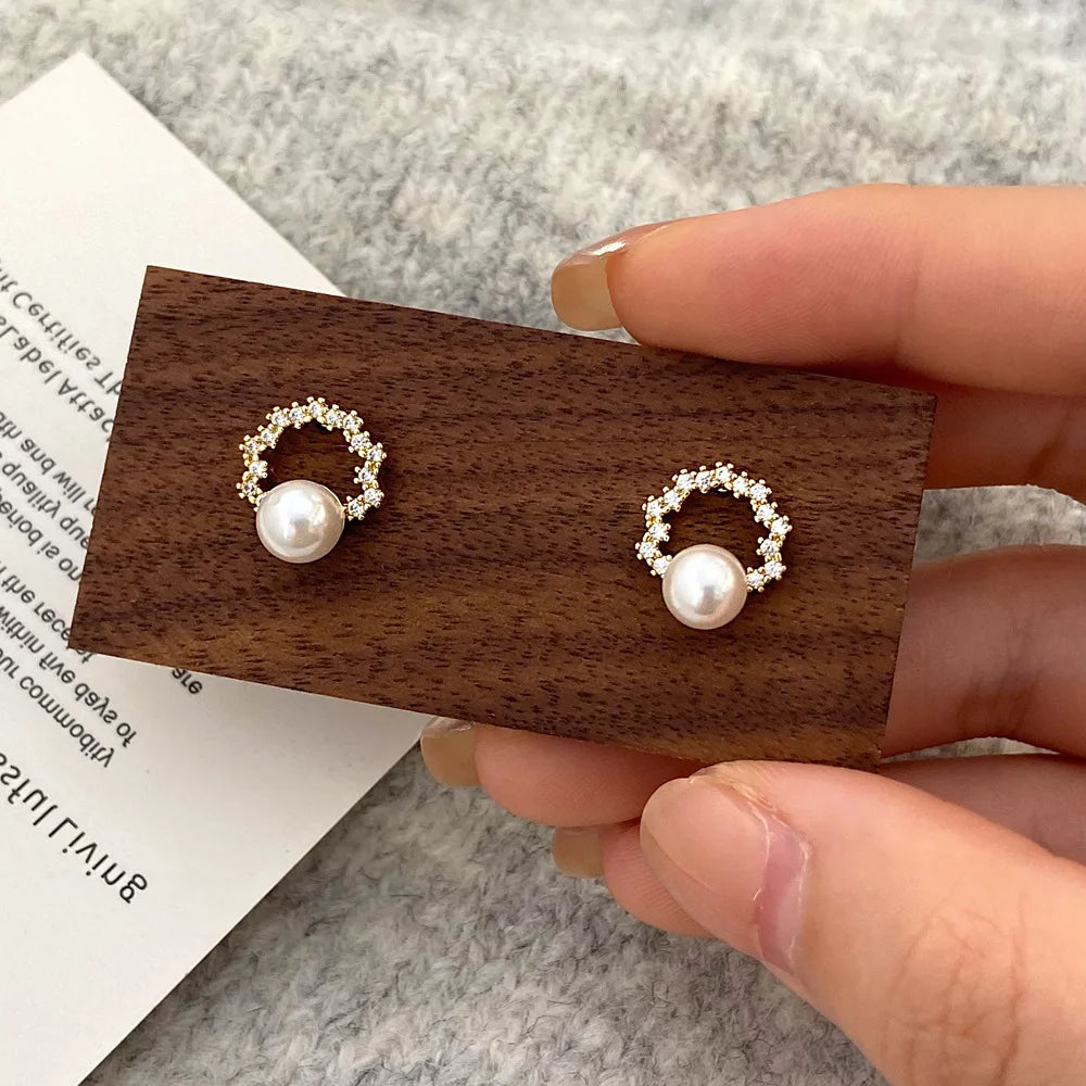 Pearl Circle Earring Small Round Hoop