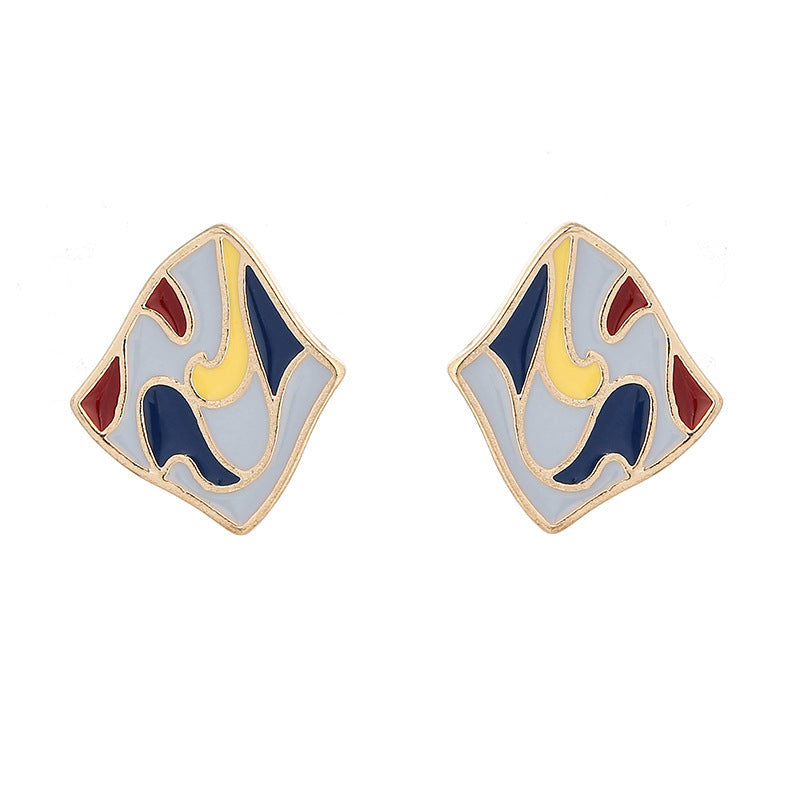 Vintage Court Style Sterling Silver Stud Earrings