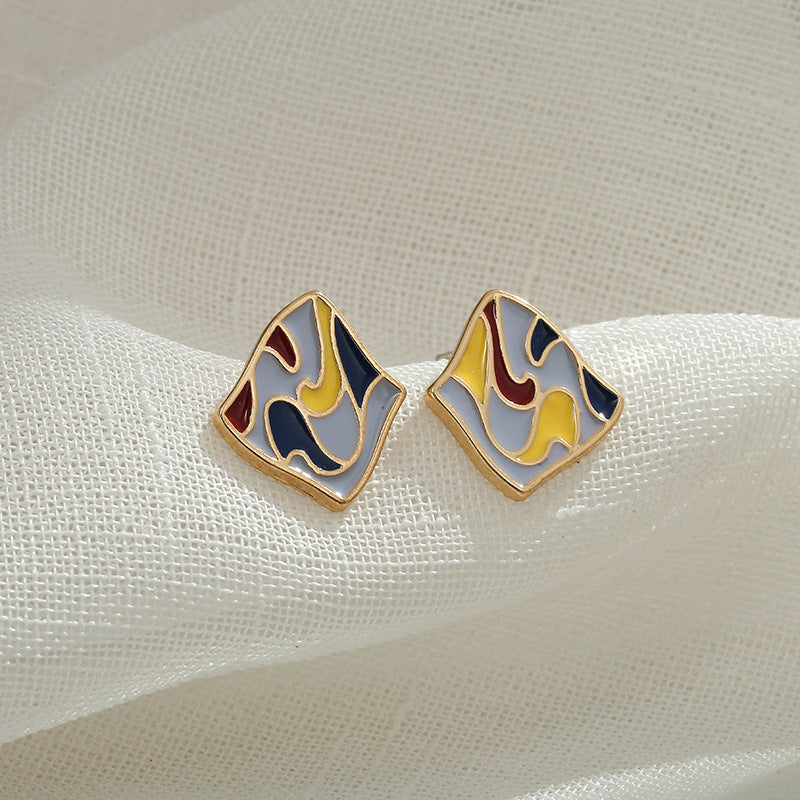 Vintage Court Style Sterling Silver Stud Earrings