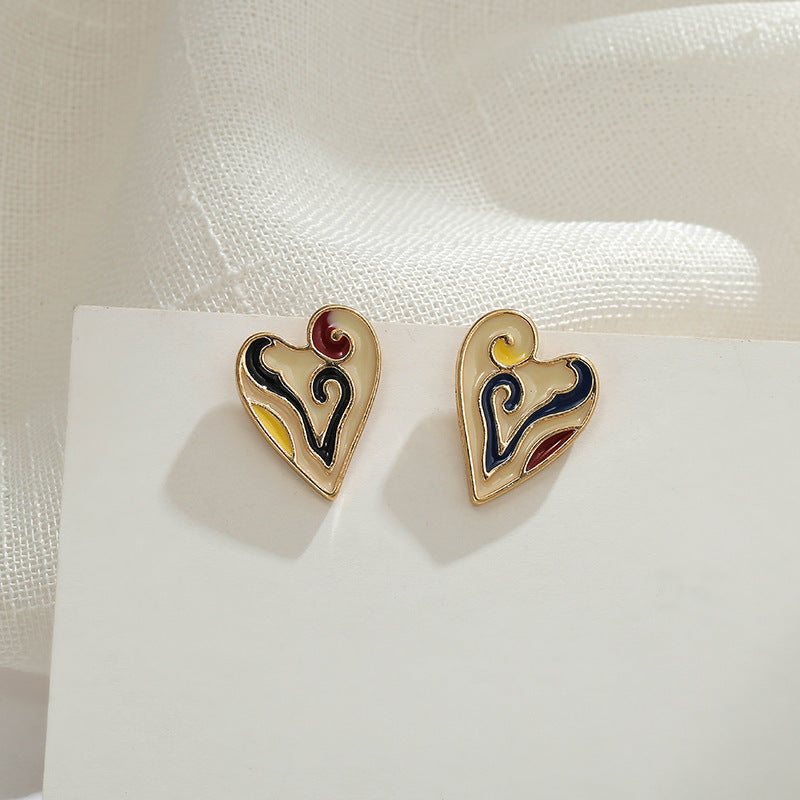 Vintage Court Style Sterling Silver Stud Earrings