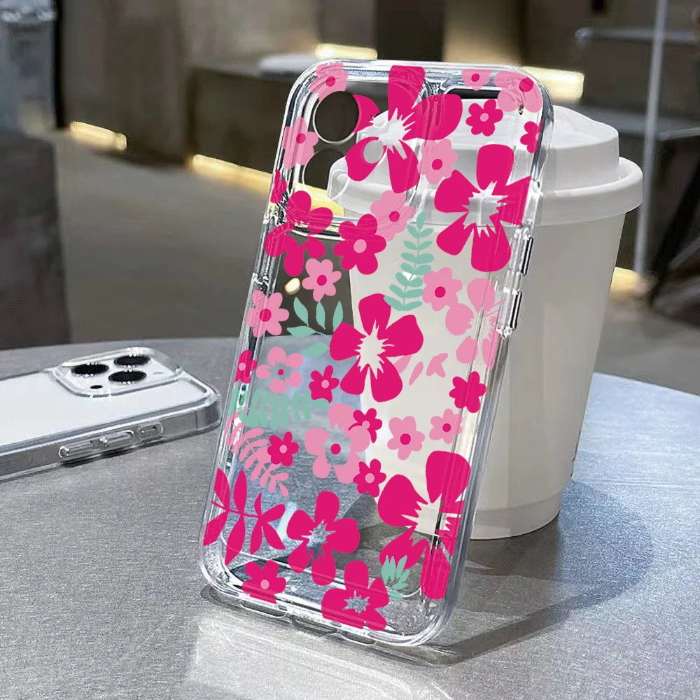 Flower Clear Phone Case For iPhone 18 17 16 Pro Max Clear Case iPhone 11 15 12 13 14 Pro Max Case 17 Air 17pro Max Cover Funda