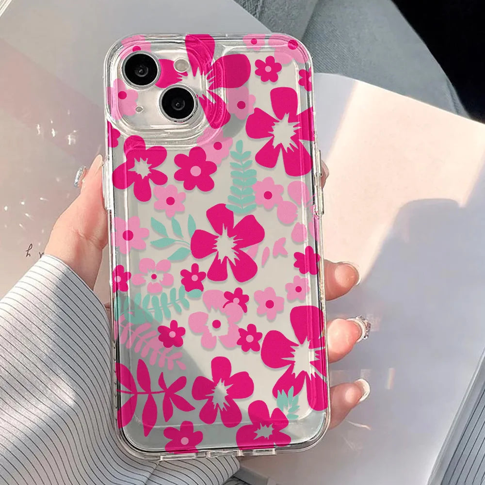 Flower Clear Phone Case For iPhone 18 17 16 Pro Max Clear Case iPhone 11 15 12 13 14 Pro Max Case 17 Air 17pro Max Cover Funda