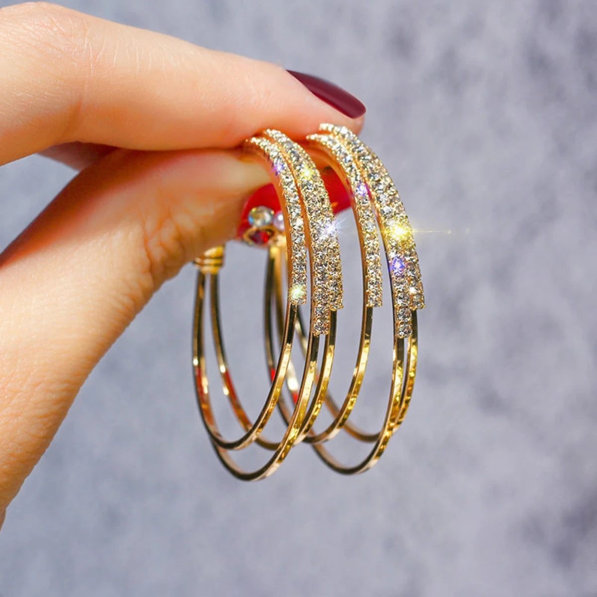 18K Gold Plated Elegant Hoop Earrings