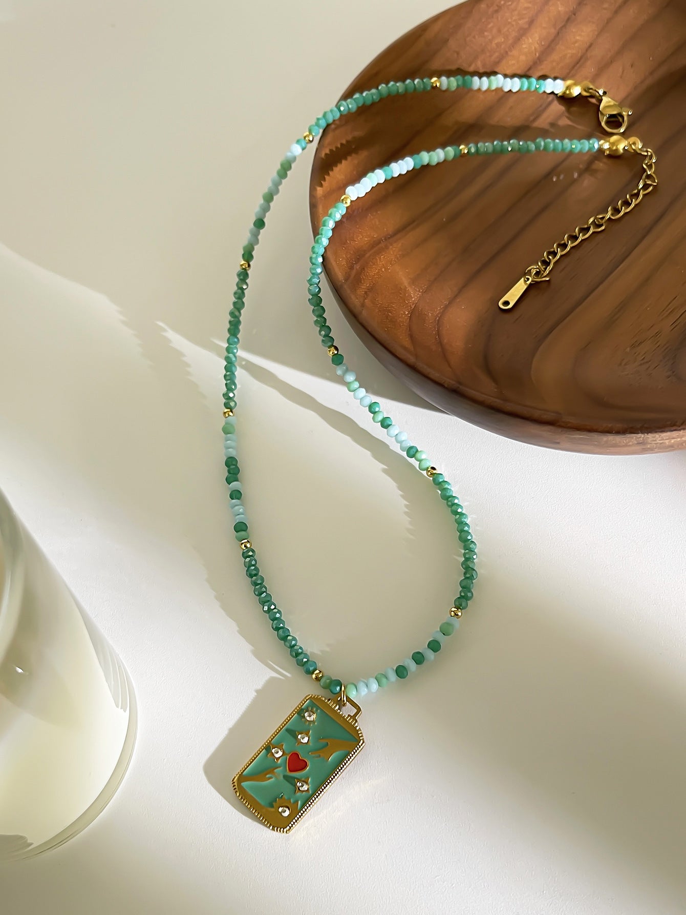 Acrylic Multicolor Beaded Pendant Necklace