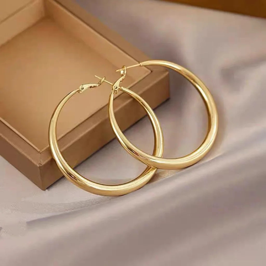 18K Gold Plated Elegant Hoop Earrings