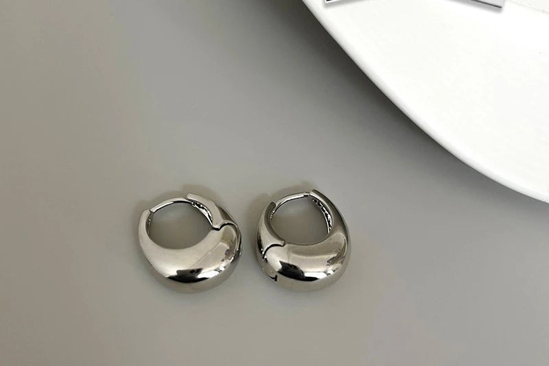 Oval Elegant Earrings, 3D Metal Design