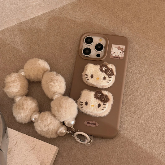 3D Plush Hello Kitty Phone Case For iPhone