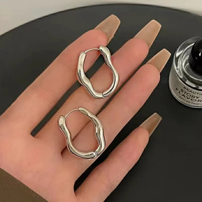 Irregular Geometric Earrings for Women's New Trendy and Personalized Design, Internet Famous Earrings With a Simple Temperament