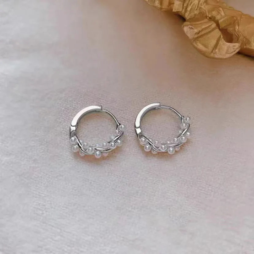 Pearl Circle Earring Small Round Hoop