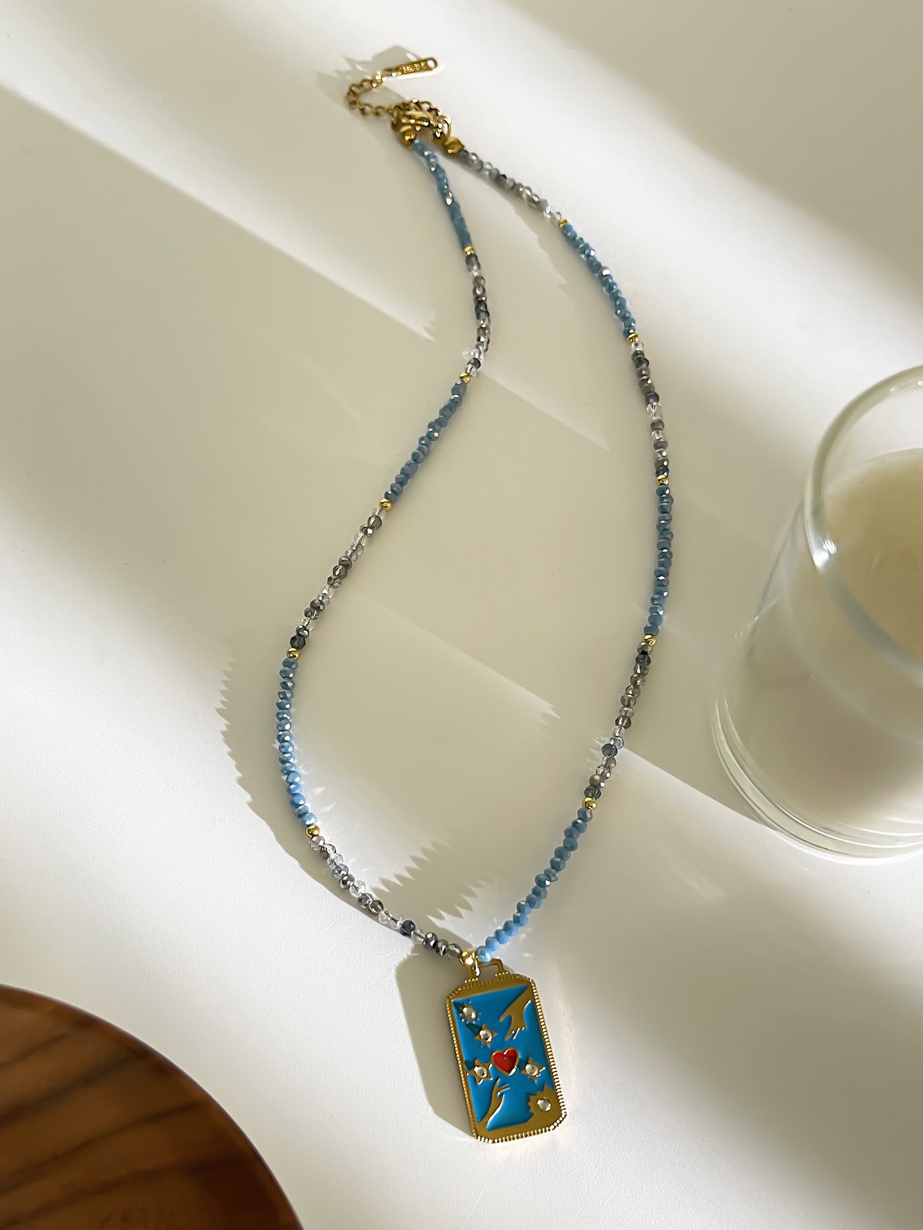Acrylic Multicolor Beaded Pendant Necklace