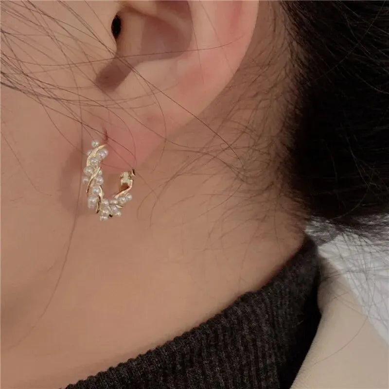 Pearl Circle Earring Small Round Hoop