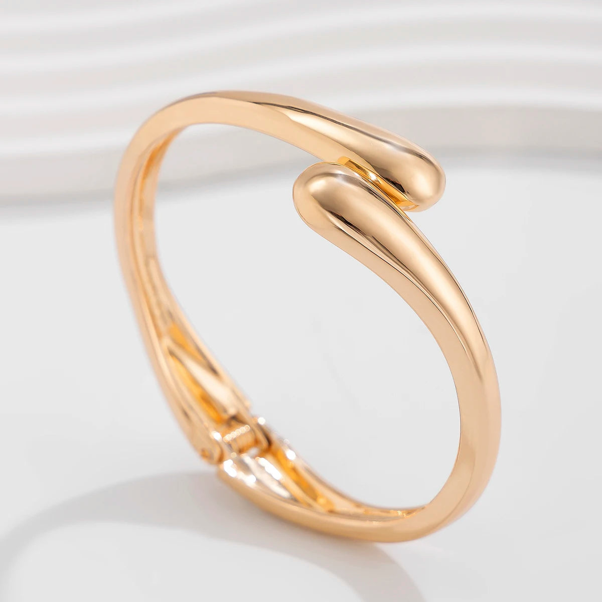 Water Drop Wide Metal Bangle and Ring