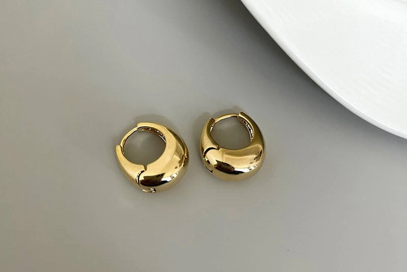 Oval Elegant Earrings, 3D Metal Design