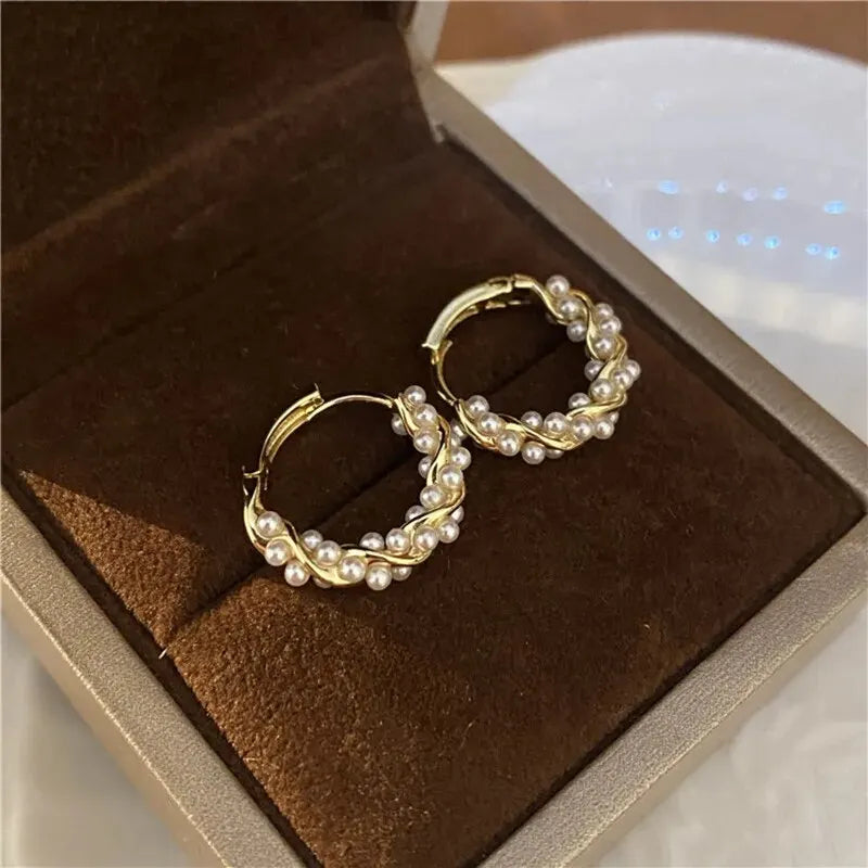 Pearl Circle Earring Small Round Hoop