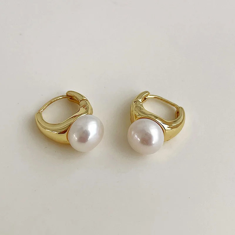 Pearl Circle Earring Small Round Hoop