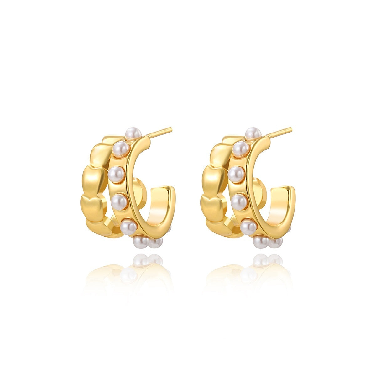 Stainless Steel Retro Double C- Shaped Earrings