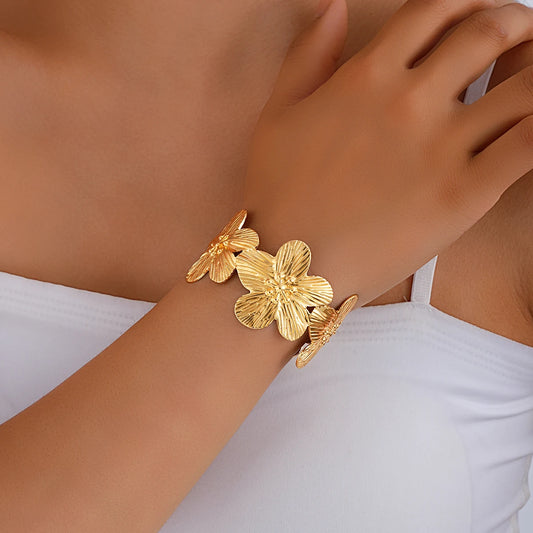 Flowers Adjustable Opening Bracelets