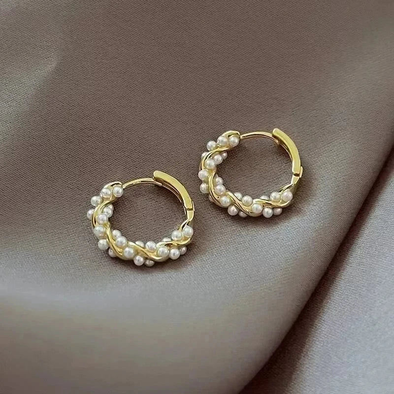 Pearl Circle Earring Small Round Hoop